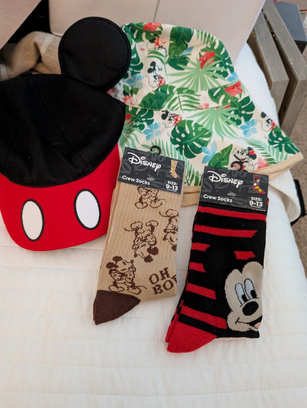 Disney Mickey Mouse Bundle Hat Bucket Hat 2 Pairs Crew Socks NWT